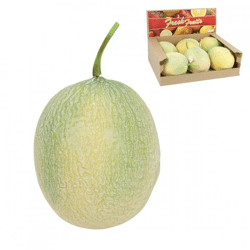 Decoration fruit melon yellow/green 15 cm
