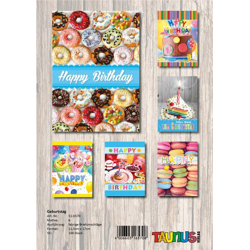 Geburtstagskarten - 100 Stück - 6 Motive