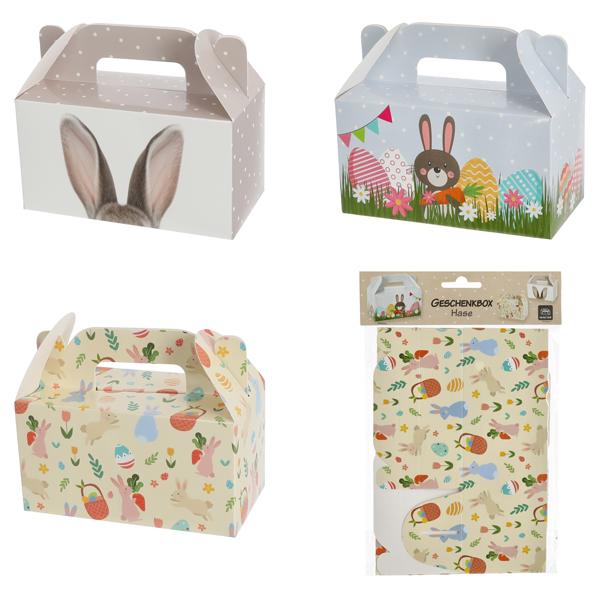 Geschenkbox, S&uuml;&szlig;igkeitenbox, Hase, 3/s, 2er Set, 14x13cm