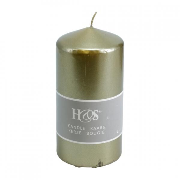 H&S stumpfe Kerze gold 7 x 14 cm