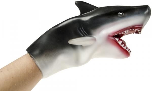 Handpuppe Hai Schwarz-Wei&szlig; 17 cm