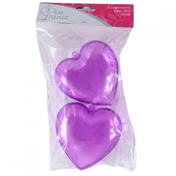 Herz-Anhänger lila 10 cm 2 Stk.