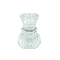 Housevitamin kaarsenhouder duo Classic Ribb iriserend glas 8 cm