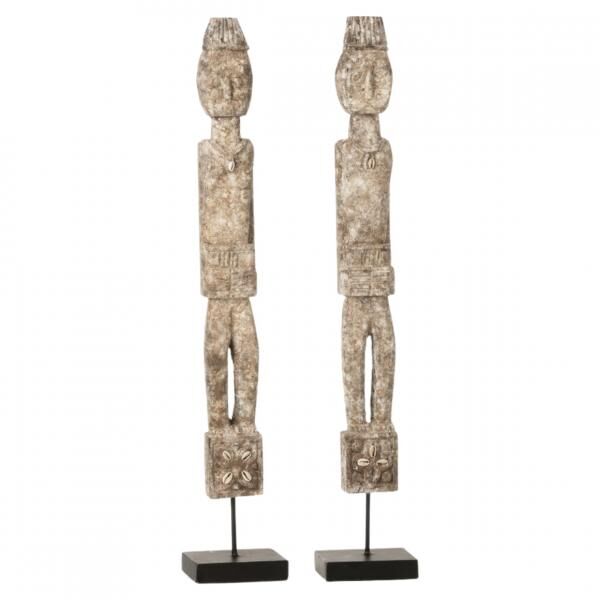 J-Line Figur auf Sockel Naya Albasia 54 cm 2 Stück sortiert