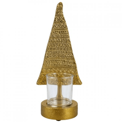 J-Line tea light holder Christmas tree gold colored 22 cm