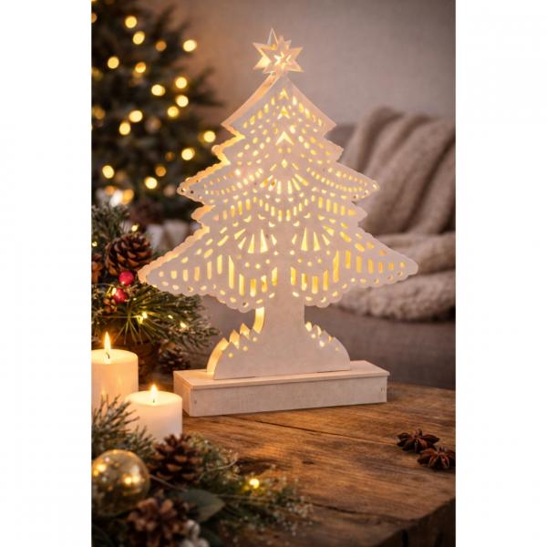 J-Line Weihnachtsbaum LED auf Batterie weiß 25 cm