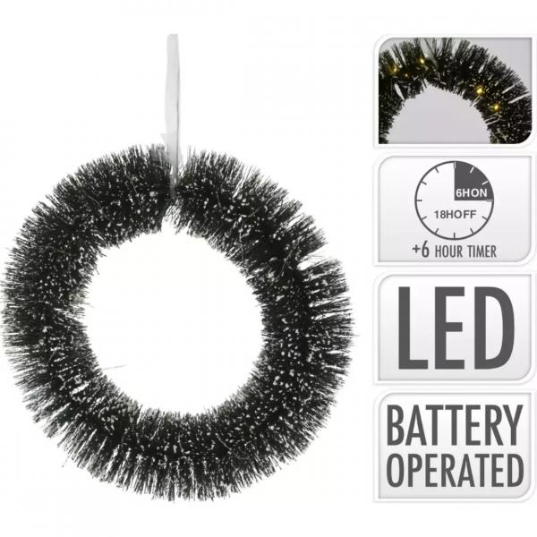 Weihnachtskranz LED auf Batterie Schnee 40 cm