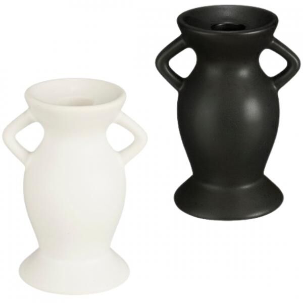 Kerzenständer Veneto schwarz/weiß 12,5 cm 2 Stück sortiert