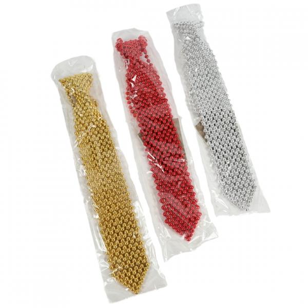 Krawattenperlen metallisch 32 cm 3 Stück sortiert