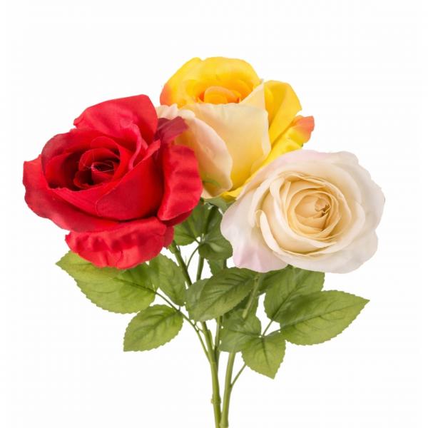 Künstliche Blume Rose 52 cm 3 Stück sortiert