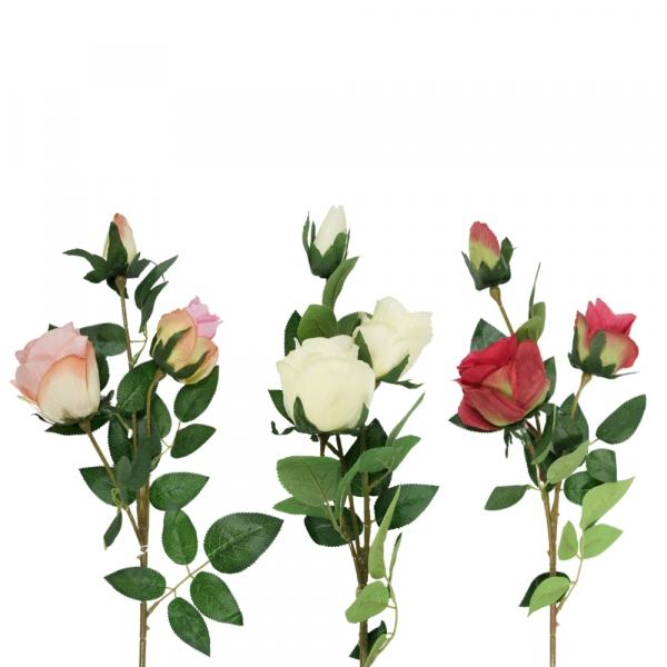 Künstliche Blumen Rosen 82 cm 3 Stück sortiert