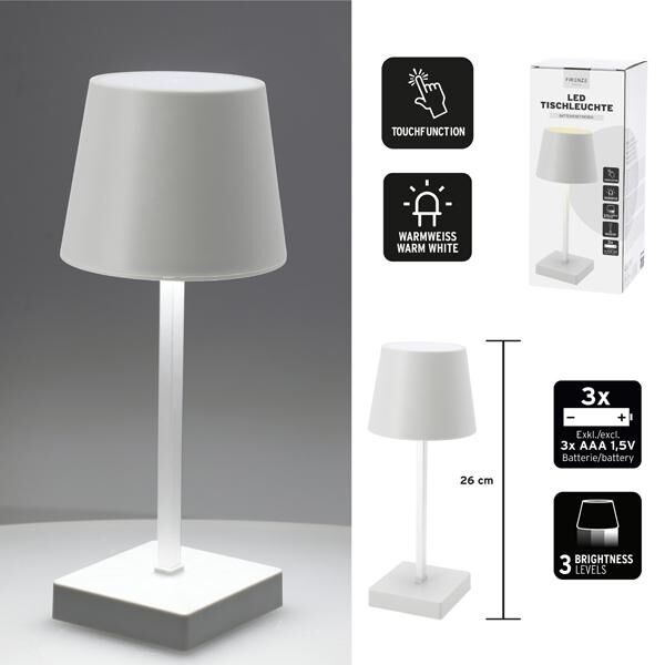 LED Tischleuchte, Batterie, wei&szlig;, S, ca. 26cm