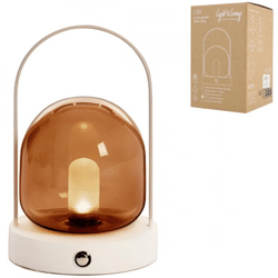 Light & Living tafellamp Yeremi LED oplaadbaar bruin creme 19 cm