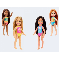 Mattel GLN 73 - Barbie - Chelsea Club - Puppe im Badanzug - 18 Stück im Display sortiert