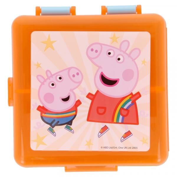 Peppa Pig / Wutz - quadratische Sandwich Box mit mehreren F&auml;chern