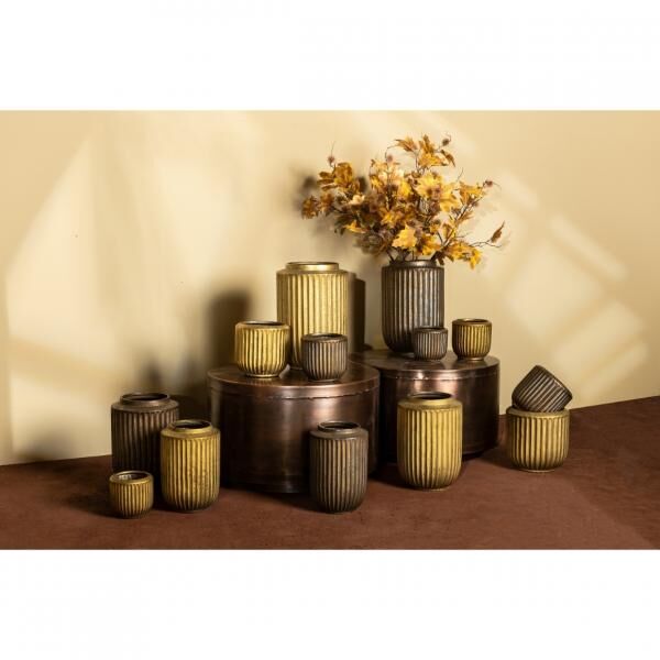 PTMD Blumentopf Harris hoch S goldfarben 26 cm