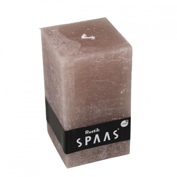 (R) Spaas Block Kerze Rustikales Quadrat taupe 7 x 13 cm.