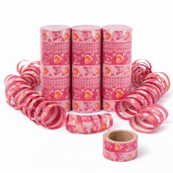 Serpentines hartjes roze 4 meter set van 3