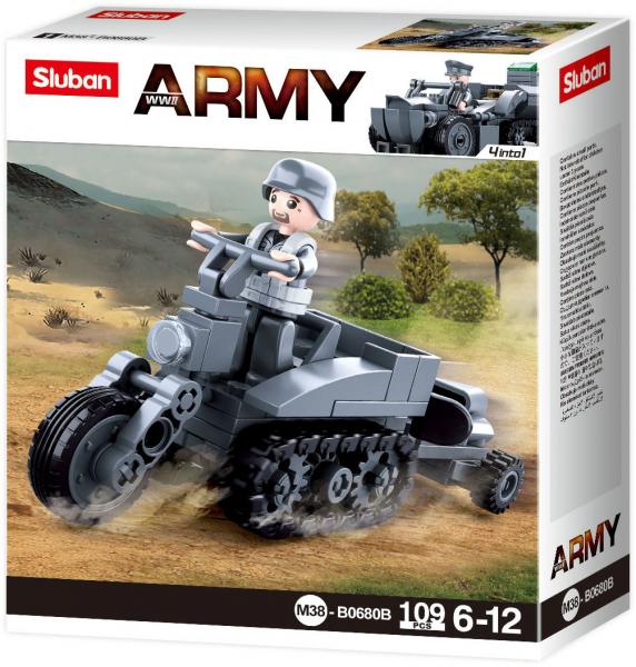 Sluban M38-B0680B - Army WWII - Motorcycle with tracks