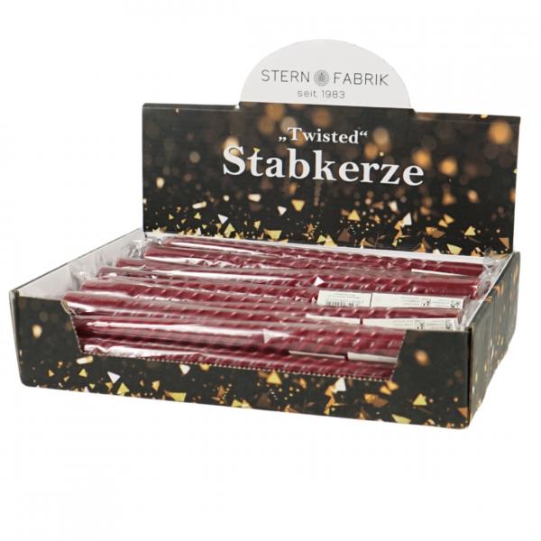 Stern Fabrik Abendessen Kerze Twist bordeaux 2,2 x 25 cm