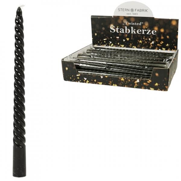 Stern Fabrik Abendessen Kerze Twist schwarz 2,2 x 25 cm