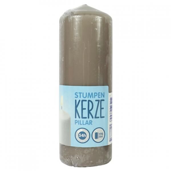 Stumpfe Kerze grau 6 x 17 cm