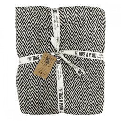 Take a Plaid 24 recycelte Baumwolle schwarz 125 x 150 cm