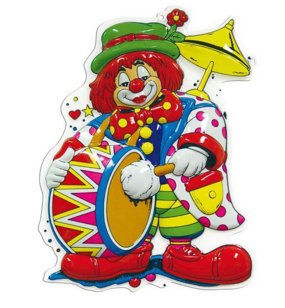 Wand-Deko Clown mit Trommel - 60 cm