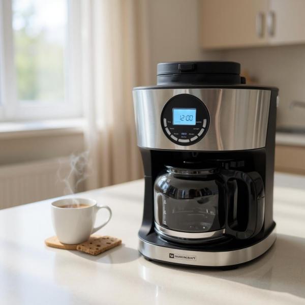 Warenkraft Kaffeemaschine mit Mahlwerk 1,8L &ndash; 2-in-1 Bohnen & Pulver, 12 Tassen, LCD & Timer