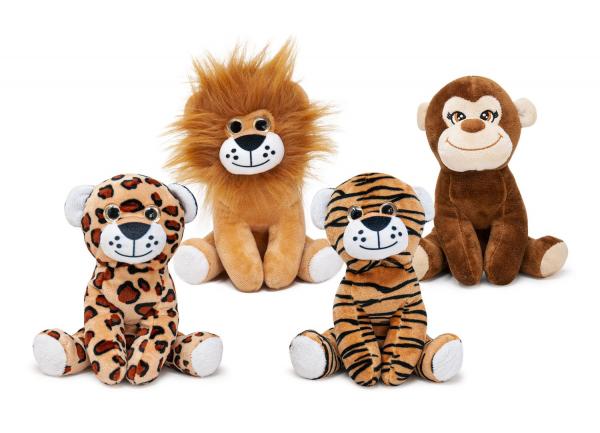 Wildtiere, Pl&uuml;schfigur sitzend 4-fach 20 cm