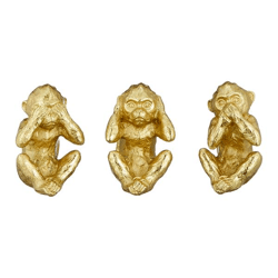 Monkey 3/s, gold, small, approx. 10cmH