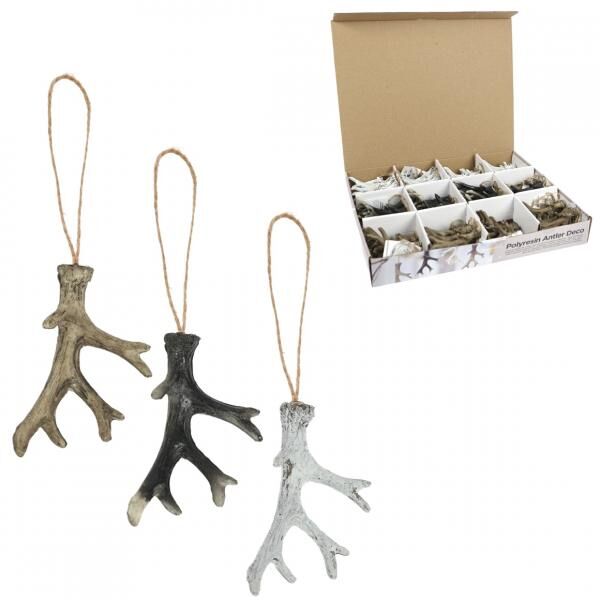 Anhänger Geweih natur 9 cm 3 Stück sortiert