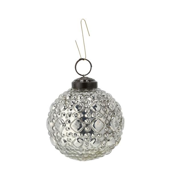 Christmas tree bauble ornament, silver, small, approx.8cmD