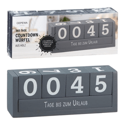 Wooden countdown cube approx. 18.5 x 7 cm 