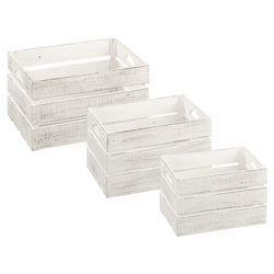 Decorative wooden box, set of 3, antique white