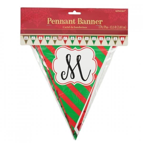Fahnenleine Frohe Weihnachten grün/rot 3,8 m