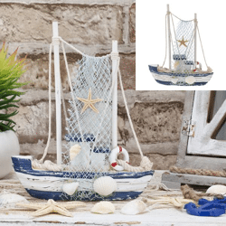 Fishing boat, with fishing net, M, approx. 15x16.5x4 cm
