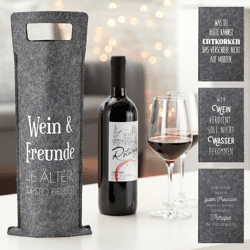 Bottle bag felt wine saying 4/s