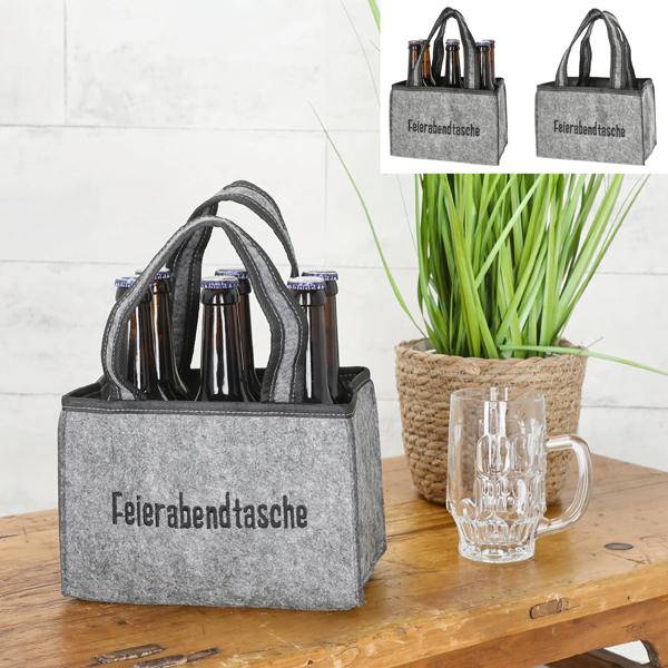 Flaschentr&auml;ger Filz "Feierabendtasche"