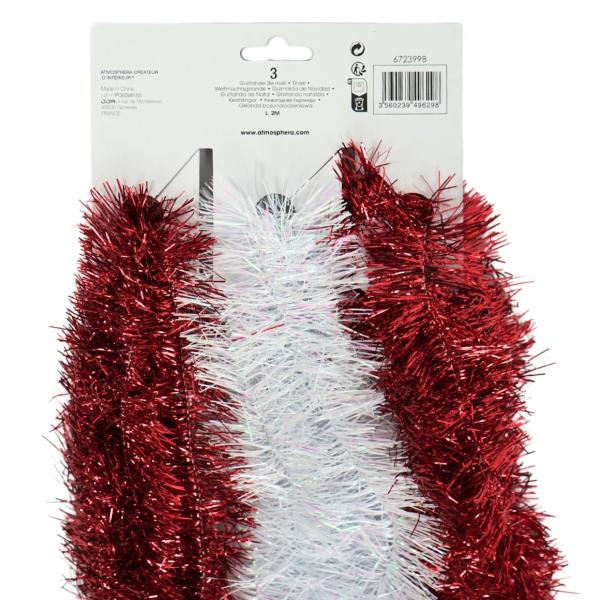 Foliengirlande weiß/rot 200 cm 3er Set