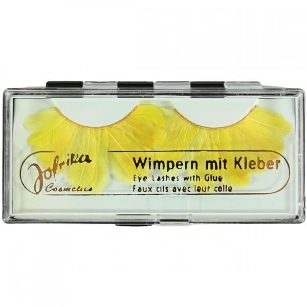 Jofrika Kosmetik künstliche Wimpern Federn gelb 9,5 cm B-Wahl