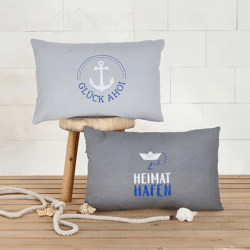 Cushion AHOI, 2/s gray approx. 50x30cm