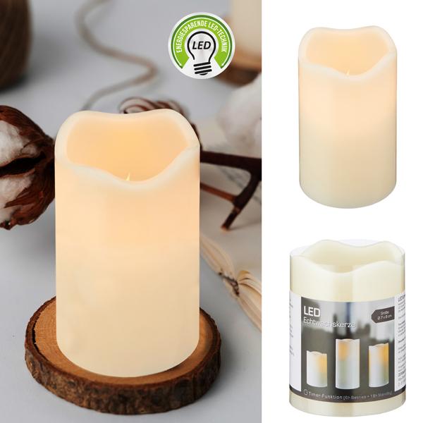 LED real wax candle, M, approx. 9cm