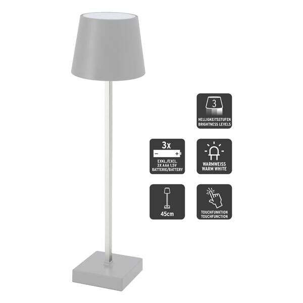 LED table lamp, battery, light gray, L, approx. 45cmH