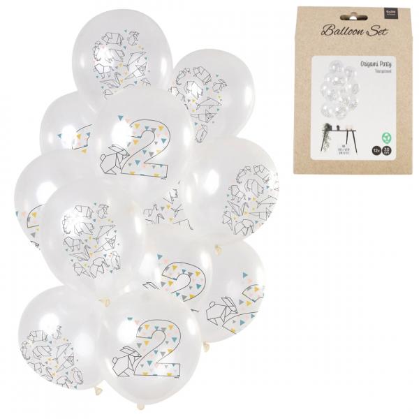 Luftballons Origami Zahl 2 Jahre 30 cm Satz von 12