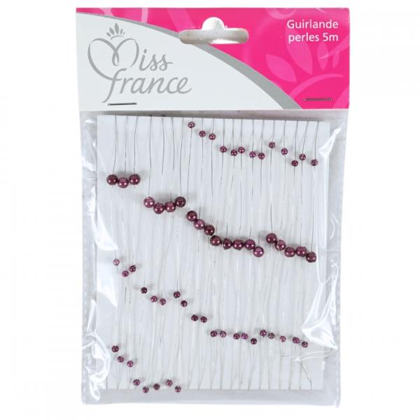 Miss France Perlengirlande dunkelrosa 5 Meter