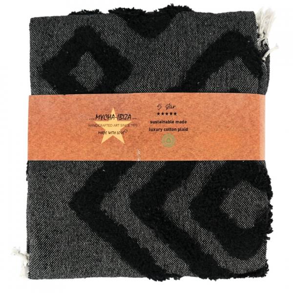 Mycha Ibiza kariert 4 recycelte Baumwolle schwarz 130 x 170 cm VE20