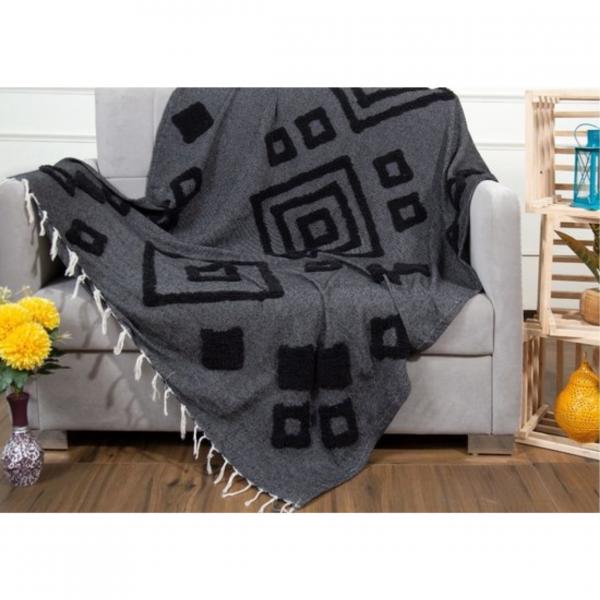 Mycha Ibiza kariert 4 recycelte Baumwolle schwarz 130 x 170 cm VE20