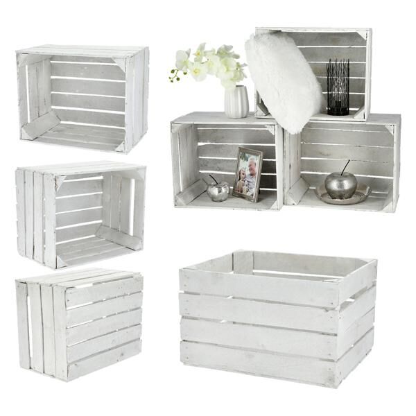 Fruit crate, wood, white, second-hand