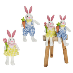 Easter bunny, plaid, sitting, 2/s, approx. 30cmH